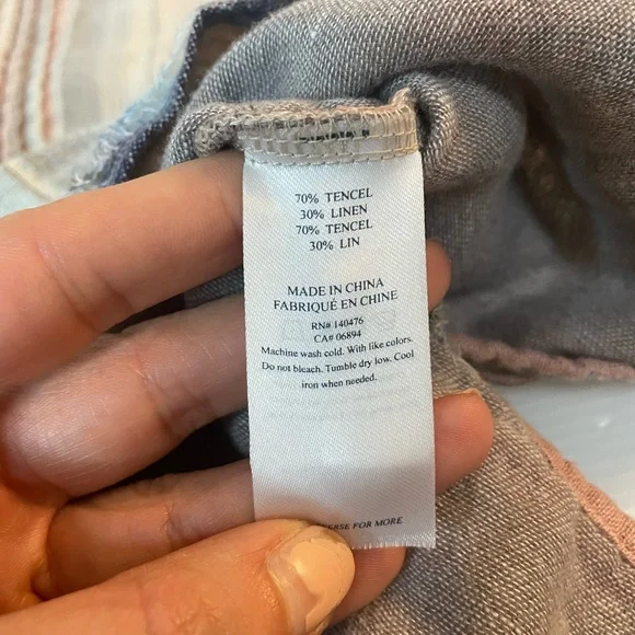 Faherty Evening Playa Stripe Linen Blend Pintuck Tunic Size Small - Picture 3 of 10